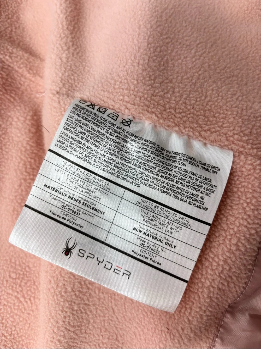 Spyder Rose Pink Quilted‎ Fleece-Lined Jacket / Coat Size XL